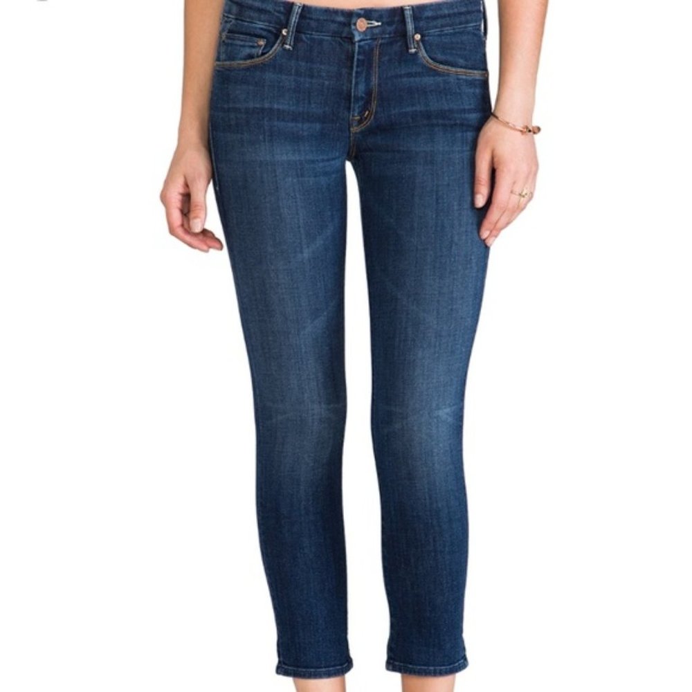 MOTHER Women's Dark Blue Ankle Crop Jeans